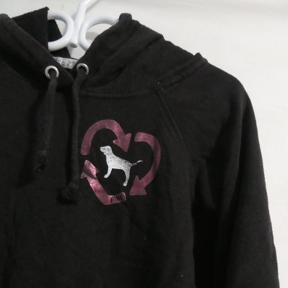 VICTORIA'S SECRET PINK | small | Black Hooded Sweatshirt / Hoodie | NWOT - Picture 7 of 16